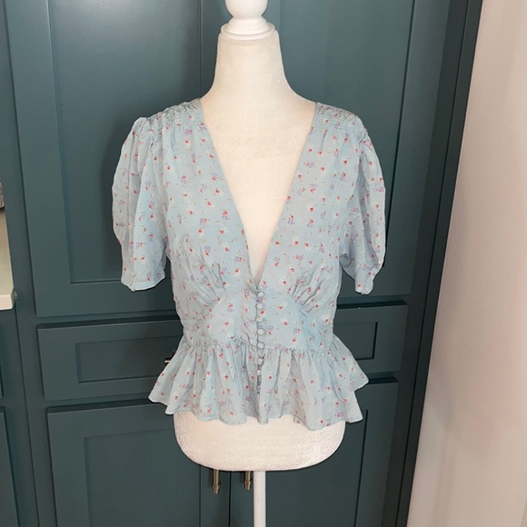 NWOT LoveShackFancy bSteph Top in Blue Ribbon - Picture 2 of 10